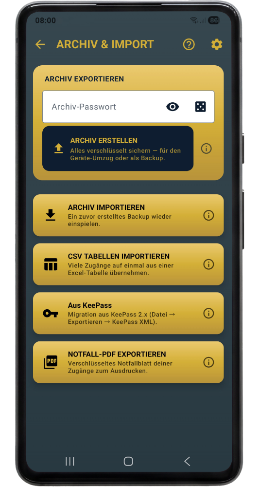 MyLocalSafe – Dati della carta